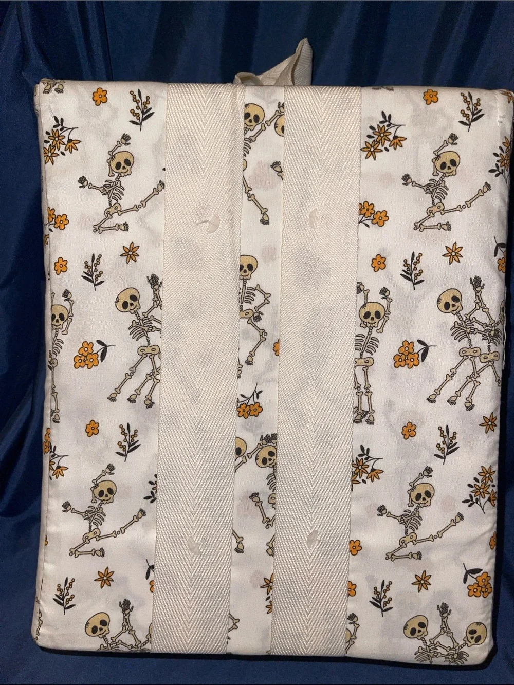 King 4-Piece Halloween Skeleton Sheet Set - Cream & Orange Floral Skulls